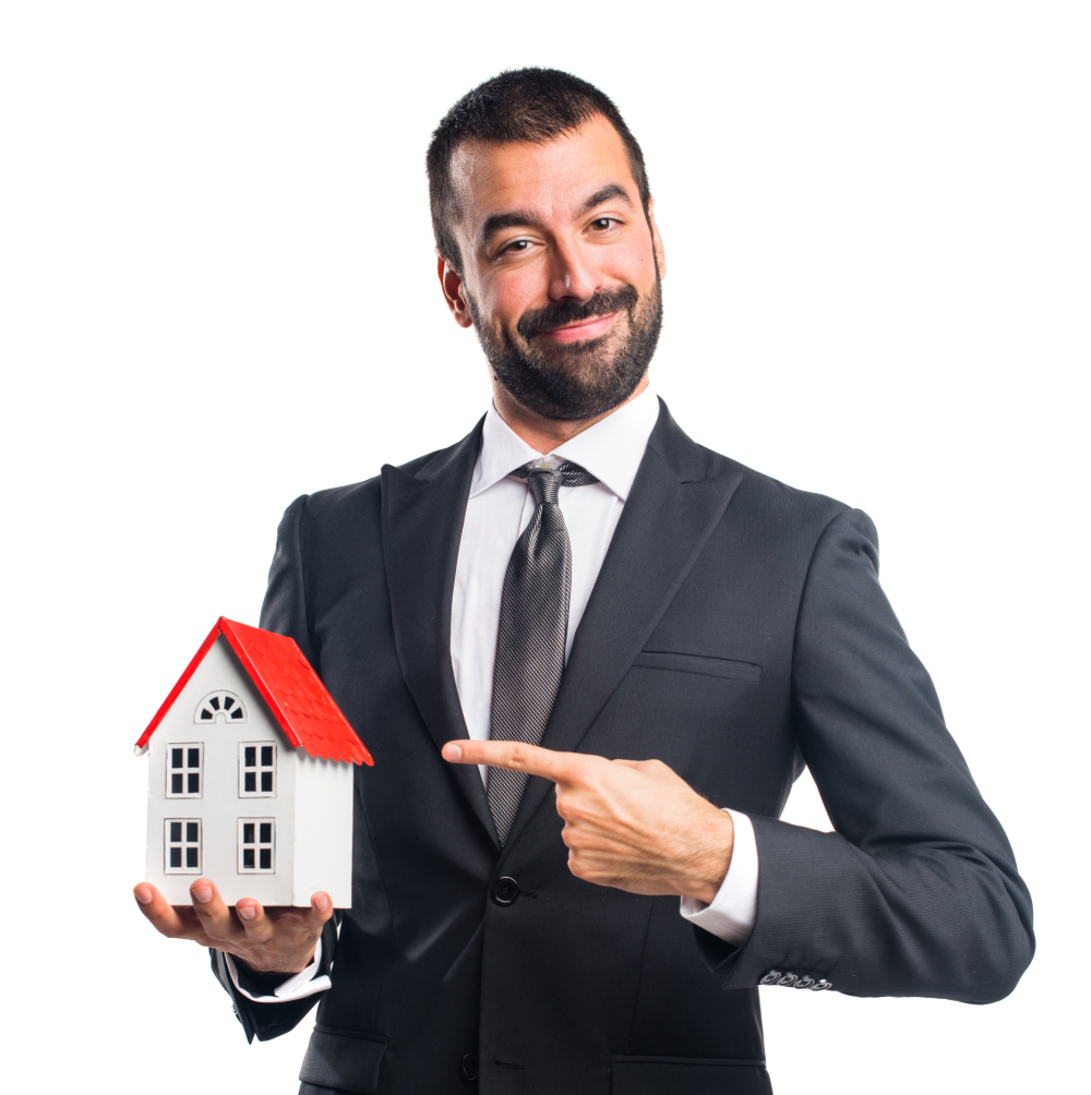 Businessman with house model